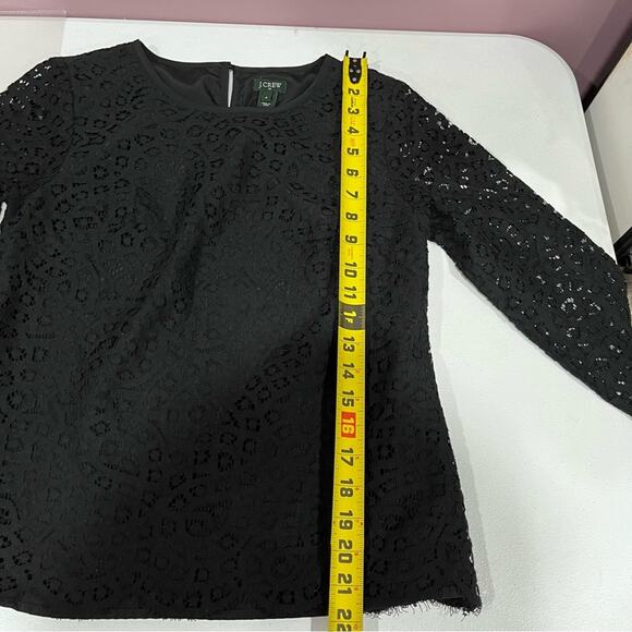 JCrew Factory Black Eyelet Lace Sheer Sleeve Blouse - Picture 6 of 6